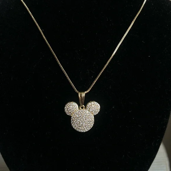 🩷- Gold sparkly Mickey Mouse Pendant Necklace - Picture 2 of 2